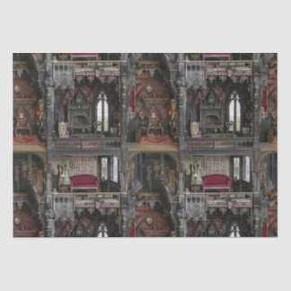 Victoriaans Gotisch Haunted Dollshouse met Dolls i Tissuepapier