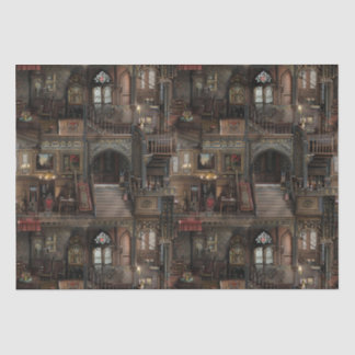 Victoriaans Gotisch Haunted Dollshouse met Dolls i Tissuepapier