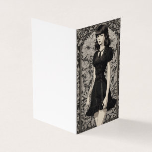 Victoriaans Gotisch LBD Klein Zwart Jurk Blank Kaart