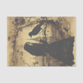 Victoriaans Gotisch Meisje Raven Decoupage Tissuepapier (Voorkant)