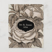 Victoriaans Gotisch Roos in het Briefpapier Sepia (Achterkant)