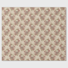 Victoriaans gotisch schedel- en rozeninpakpapier cadeaupapier