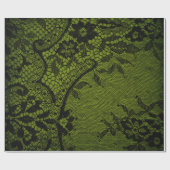 Victoriaans Gotisch Zwart Kant Groen Shabby Cadeaupapier (Vlak)