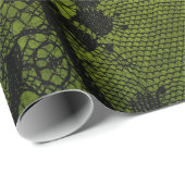 Victoriaans Gotisch Zwart Kant Groen Shabby Cadeaupapier (Rol Hoek)