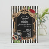 Victoriaans Gotische Black Stripe Engagement Party Kaart (Staand voorkant)