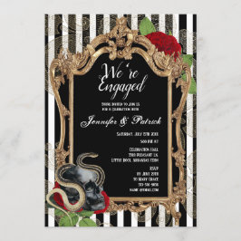 Victoriaans Gotische Black Stripe Engagement Party Kaart