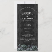 Victoriaans Gotische Bloemen Rozen Trouwprogramma Kaart (Voorkant)