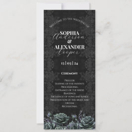 Victoriaans Gotische Bloemen Rozen Trouwprogramma Kaart