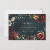 Victoriaans gotische bloemenbruiloft bedankkaart (Voorkant)