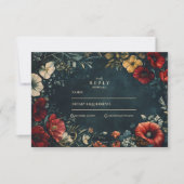 Victoriaans gotische bloemenbruiloft RSVP kaartje (Voorkant)