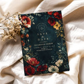 Victoriaans gotische bloemenbruiloft save the date