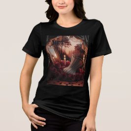 Victoriaans gotische boudoir korset spiegel rode r Tri-Blend shirt