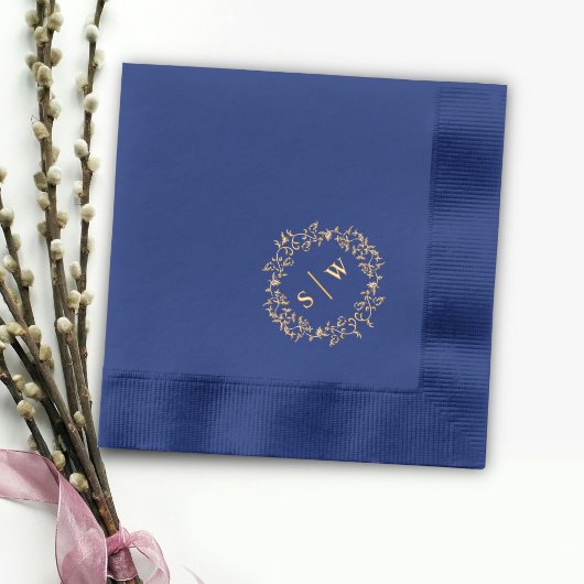 Victoriaans Gotische bruiloft Monogram Goud Folie Servetten