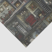 Victoriaans Gotische Dollshouse Dark Academia Tissuepapier (Detail)