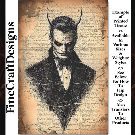 Victoriaans Gotische Duivel met Rode Ogen BB5 Deco Tissuepapier