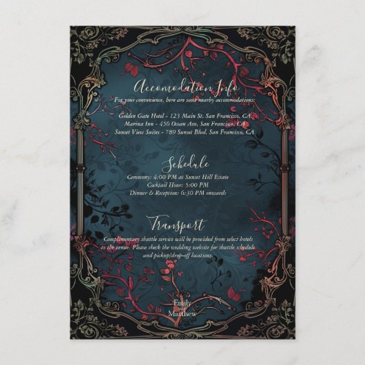 Victoriaans Gotische Elegantie Bruiloft Behuizing Informatiekaartje (Voorkant)