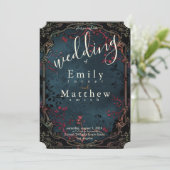 Victoriaans Gotische Elegantie Bruiloft Kaart (Staand voorkant)