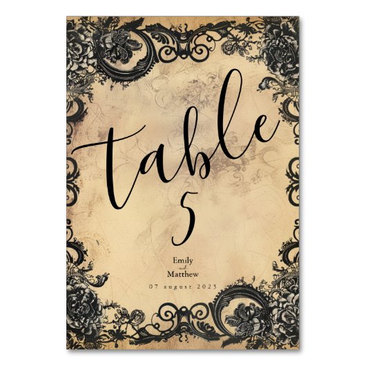 Victoriaans Gotische Elegantie Bruiloft Kaart (Voorkant)