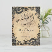 Victoriaans Gotische Elegantie Bruiloft Kaart (Staand voorkant)