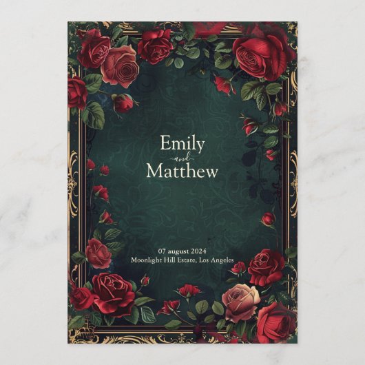 Victoriaans Gotische Elegantie Bruiloft Menu (Achterkant)