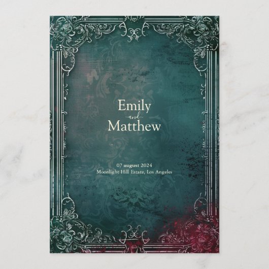 Victoriaans Gotische Elegantie Bruiloft Menu (Achterkant)