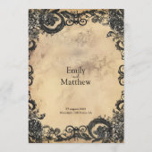 Victoriaans Gotische Elegantie Bruiloft Menu (Achterkant)