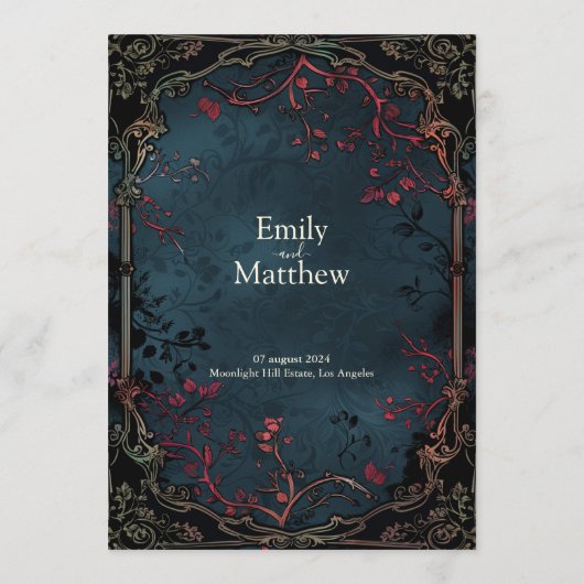 Victoriaans Gotische Elegantie Bruiloft Menu (Achterkant)