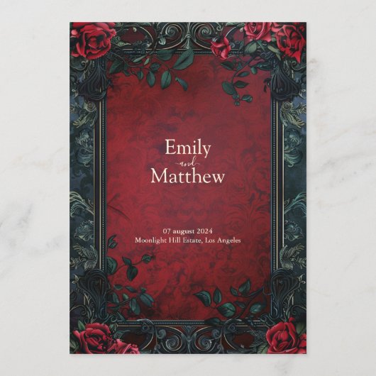 Victoriaans Gotische Elegantie Bruiloft Menu (Achterkant)