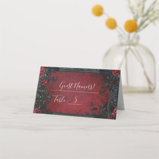 Victoriaans Gotische Elegantie Bruiloft Plaatskaartje (Voorkant)