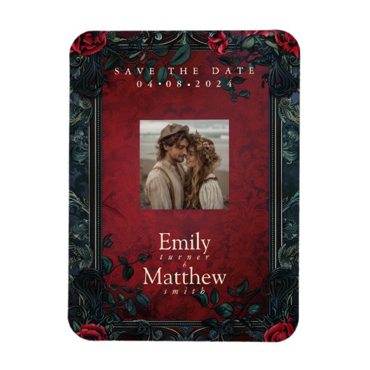 Victoriaans Gotische Elegantie Bruiloft Save The D Magneet (Verticaal)