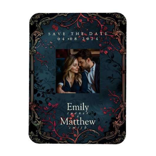 Victoriaans Gotische Elegantie Bruiloft Save The D Magneet (Verticaal)