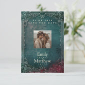 Victoriaans Gotische Elegantie Bruiloft Save The Date (Staand voorkant)