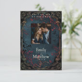 Victoriaans Gotische Elegantie Bruiloft Save The Date (Staand voorkant)