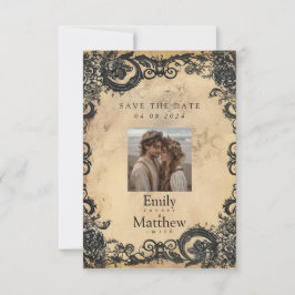 Victoriaans Gotische Elegantie Bruiloft Save The Date