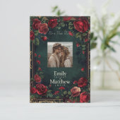 Victoriaans Gotische Elegantie Bruiloft Save The Date (Staand voorkant)