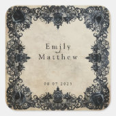 Victoriaans Gotische Elegantie Bruiloft Vierkante Sticker (Voorkant)
