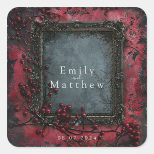 Victoriaans Gotische Elegantie Bruiloft Vierkante Sticker