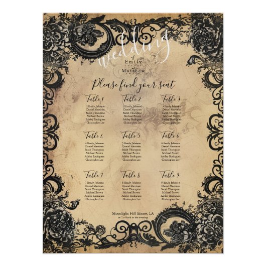 Victoriaans Gotische Elegantie Bruiloft Zittinggra Perfect Poster (Voorkant)