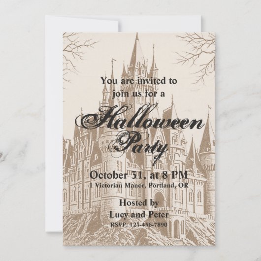 Victoriaans  gotische enge Halloween Kaart (Voorkant)