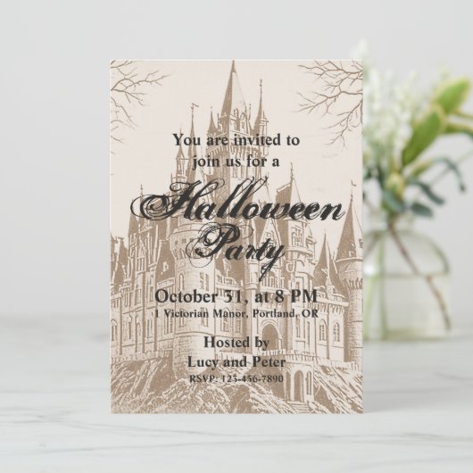 Victoriaans  gotische enge Halloween Kaart (Staand voorkant)