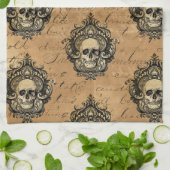 Victoriaans gotische glam schedel theedoek (Gevouwen)