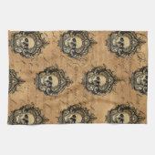 Victoriaans gotische glam schedel theedoek (Horizontaal)