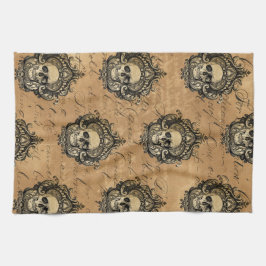 Victoriaans gotische glam schedel theedoek