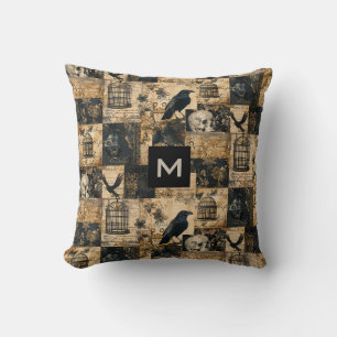 Victoriaans Gotische Halloween Monogrammed Patchwo Kussen