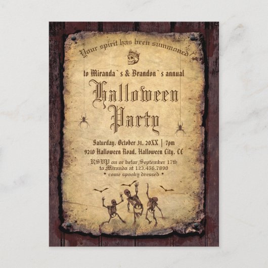  Victoriaans Gotische Halloween Party Briefkaart (Voorkant)