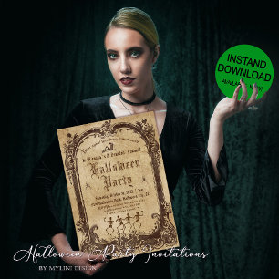  Victoriaans Gotische Halloween Party Kaart