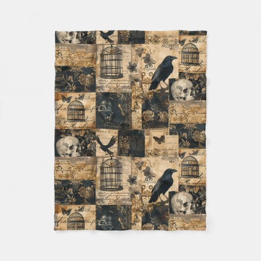 Victoriaans gotische Halloween patchwork Fleece Deken (Voorkant)
