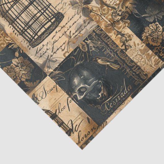 Victoriaans gotische Halloween patchwork Tissuepapier (Detail)