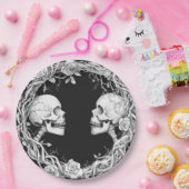  Victoriaans Gotische Halloween Skulls Rozen Papieren Bordje (Feest)