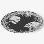  Victoriaans Gotische Halloween Skulls Rozen Papieren Bordje (Gekanteld)